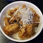 塩そば専門店 桑ばら - ユメ特製タレの鶏唐揚丼と塩掛けそばの定食
