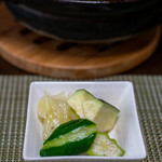 かたつむり - 2019.9 香の物（水なす、オクラ、キュウリ、キャベツ）