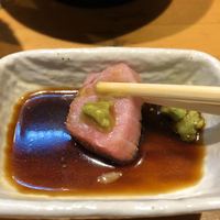 日本橋茅場町 寿司 鮮極 - ワサビ醤油を付けて