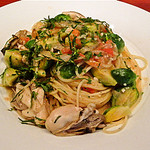 オステリア ダ バッボ - 牡蠣と芽キャベツ、フレッシュトマトのスパゲッティーニ