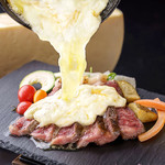 Rare Japanese Black Beef Steak with Raclette Cheese