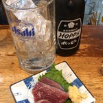 立飲み たきおか - 黒ホッピー＋かつお