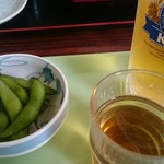真田亭 - 生ビールセット600円。運転しなければ是非！