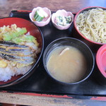 ふるた - 湯葉天丼に冷たい蕎麦のセット