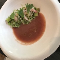 ラ・ボンヌターブル - ガスパチョ 素麺 紫蘇 海老 きゅうり 枝豆 茗荷 オクラ