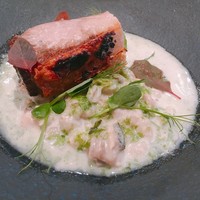 TATEOKA TAKESHI - 噴火湾産11kg鰤、大麦と牡蠣のリゾット、ミネラルの香り