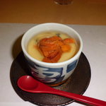 そらまめ - 本日のお通し豪華　うにアワビ　海鮮茶碗蒸し