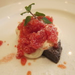 トラットリア・アルベロ - チョコレートプディング　ブラッドオレンジのグラニラ