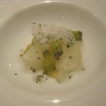 ル・ヴァンキャトル - アヴァン・デセール（幸水、キウイシロップ漬け、ミントソルベ）