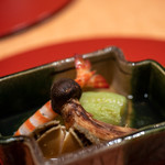 会席料理 かど36 - 2019.10 煮物 鮑 翡翠茄子 松茸 車海老
