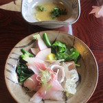 飴源 - 取り分けて、自家製酢味噌で