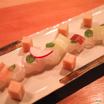 野嵯和 - お造り（ヒラメとヤリイカ）