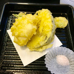 万座亭 - 天麩羅  鱧、丸茄子、モロッコインゲン