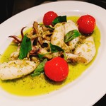 Sauteed squid and tomato with basil