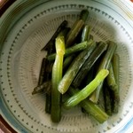 Houyasoba - ◆「宝谷天ざる」◇「小鉢」 (その日の食材で替わります) 山菜のミズの炒め物