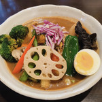 Nishi Tonden Doori Supu Kare Hompo - 鳥野菜カレー 1500円  濃厚コク旨スープ 辛さ4
                        クーポンでブロッコリー追加