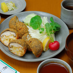 とんかつ武蔵 - えび椎茸定食１９００円