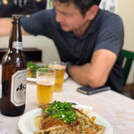 やま乃屋 - ☆191005 お好み焼き肉玉うどんと、瓶ビール