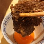さ行 - お肉のすき焼きと卵黄