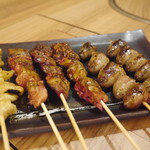 地鶏の鶏膳 - ハツ（塩）レバー（塩）皮（塩）