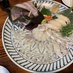 釣船茶屋 ざうお - 平目刺しと握り (ひっかけ)