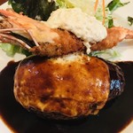 洋食 Kogame - 本日のおすすめごはんが「チーズハンバーグ　海老フライ付き」。