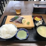 市場食堂 - 首折れサバ刺し定食