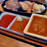 炭火焼肉くらた - 和牛デミハンバーグ定食(\1,200)　デミソースといつものタレ