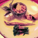 マゝカリ寿し・五色豆うま煮・河豚立田揚げ