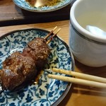 江戸政 - レバーと熱燗（白鶴）