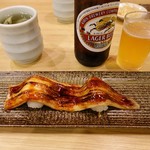 おしどり寿司 - ビールと焼き穴子