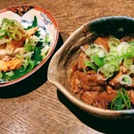 わらべうた - あん肝ポン酢、鮪の角煮