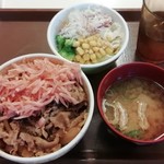 すき家 - 牛丼（並盛）サラダセット　520円