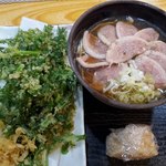 立喰いそば とんがらし - 上空から　鴨まみれそば＋春菊天