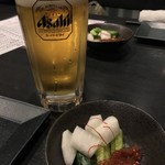 Shunsai Ichiba Jinyamon - 乾杯ビールとお通し
