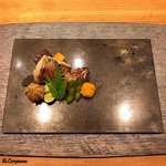 丸新 - 鬼灯､夏豆､南瓜茶巾絞り､ﾉﾄﾞｸﾞﾛ炭火焼と甘鯛 若狭焼