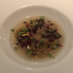 Geranium - Lightly Pickled Celeriac with Söl, Dried Mussels & Aromatic Seeds