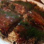 広島風お好み焼 もみじ屋 - れもん屋(肉玉いか天ソバダブル)