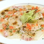 Carpaccio with two types of today's fresh seafood