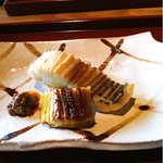 京加茂 - 焼物　マナ鰹の塩焼き　海老芋の唐揚げ　あわふの照り焼き　 蕗味噌