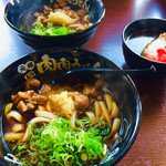 Nikuniku Udon - 肉肉うどん・肉肉うどんと黒カレーセット。