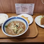 静岡屋食堂 - とん汁定食＋玉子焼き＋アジフライ2019.10.02
