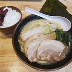 麺や 笑味寿 - 塩ラーメン＋チャーシュー＋ご飯2019.10.04