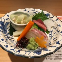 銀座 穂の河 - 一番安い「梅」（税込み１６５０円）のお造り