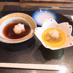 天ぷら 福たろう - 小鉢と天つゆ