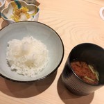 新ばし 星野 - ご飯と赤出汁