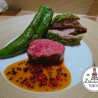銀座 大石 - ◎羊の網脂炭火焼き　トマト、オリーブ、スパイスのジュで