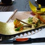 和菜割烹　いしだ - 2012/02の夜の会席料理（節分をテーマにした料理・鬼に金棒、ウグイス、豆まきの升など）