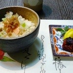 和菜割烹　いしだ - 2012/02の夜の会席料理（じゃこご飯と香の物）