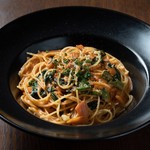 Tomato cream pasta with smoked salmon and spinach